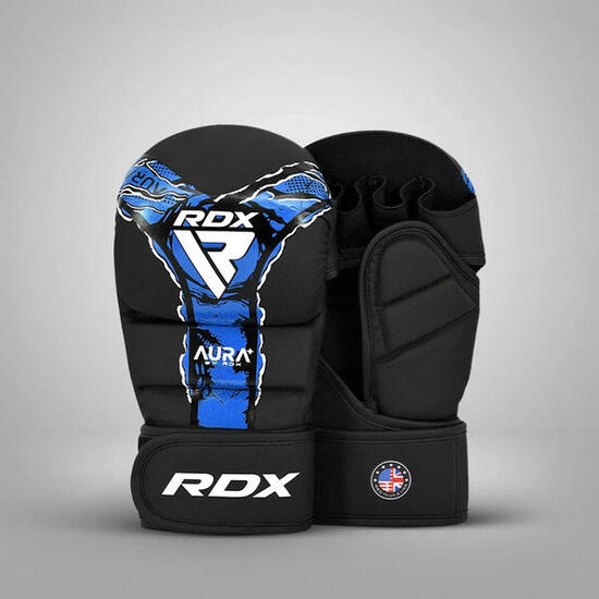 MMA Sparring Gloves RDX Aura F17 Black/Blue - Size S
