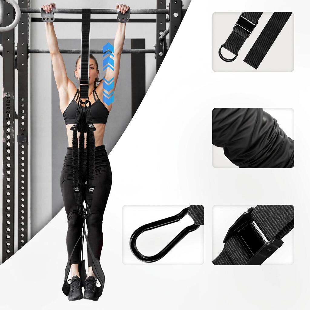 Klimmzughilfe Set mit Fußschlaufe & 4 Seilen, 136 kg Unterstützung im Home Gym 2/7