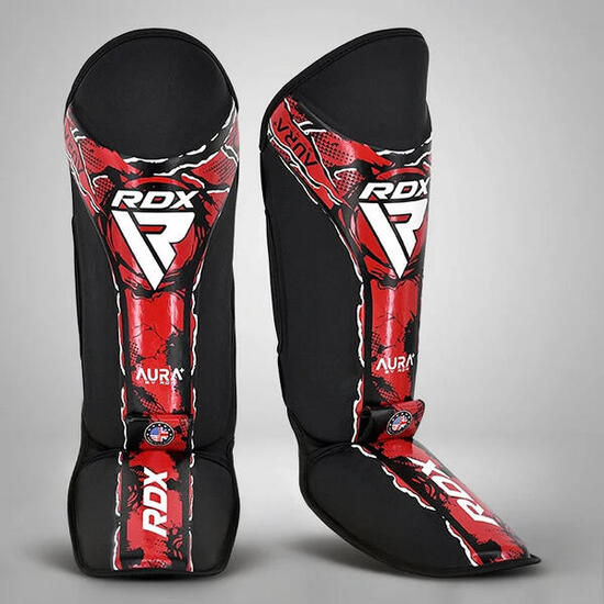 Protège-Tibias RDX Aura F17 Noir/Rouge - Taille XL