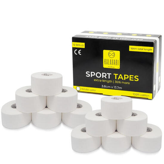12 rouleaux Bande Sportive extra longue, 3,8cm x 13,7m, bandages et strapping