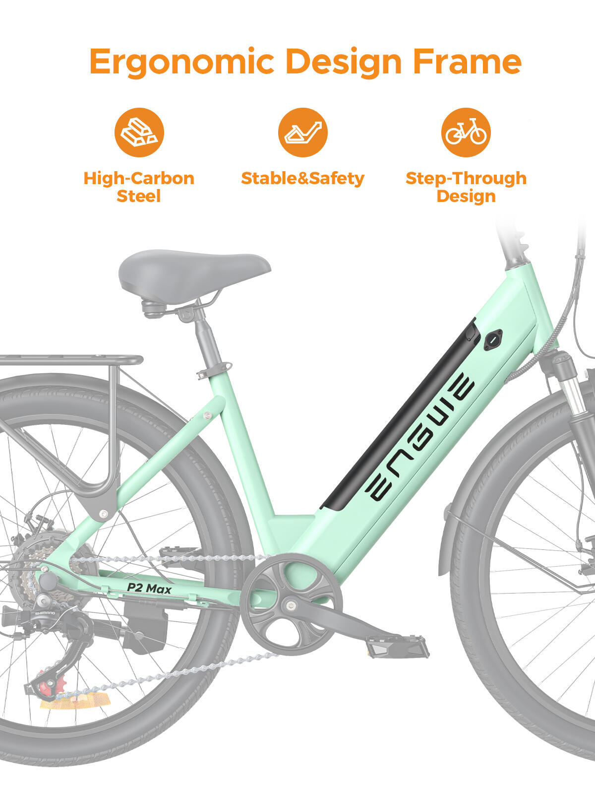 Bicicleta eléctrica urbana, batería de 36 V y 13 Ah, autonomía de 100 km. 5/7
