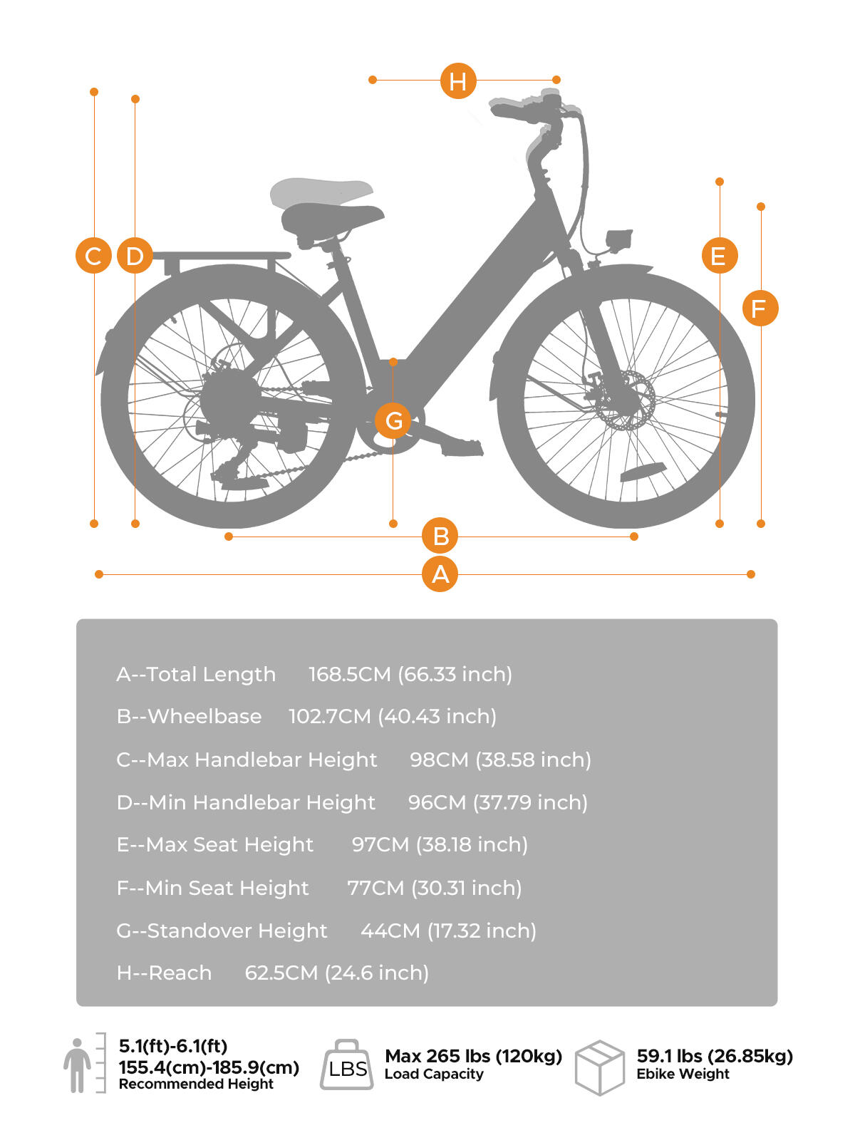 Bicicleta eléctrica urbana, batería de 36 V y 13 Ah, autonomía de 100 km. 7/7