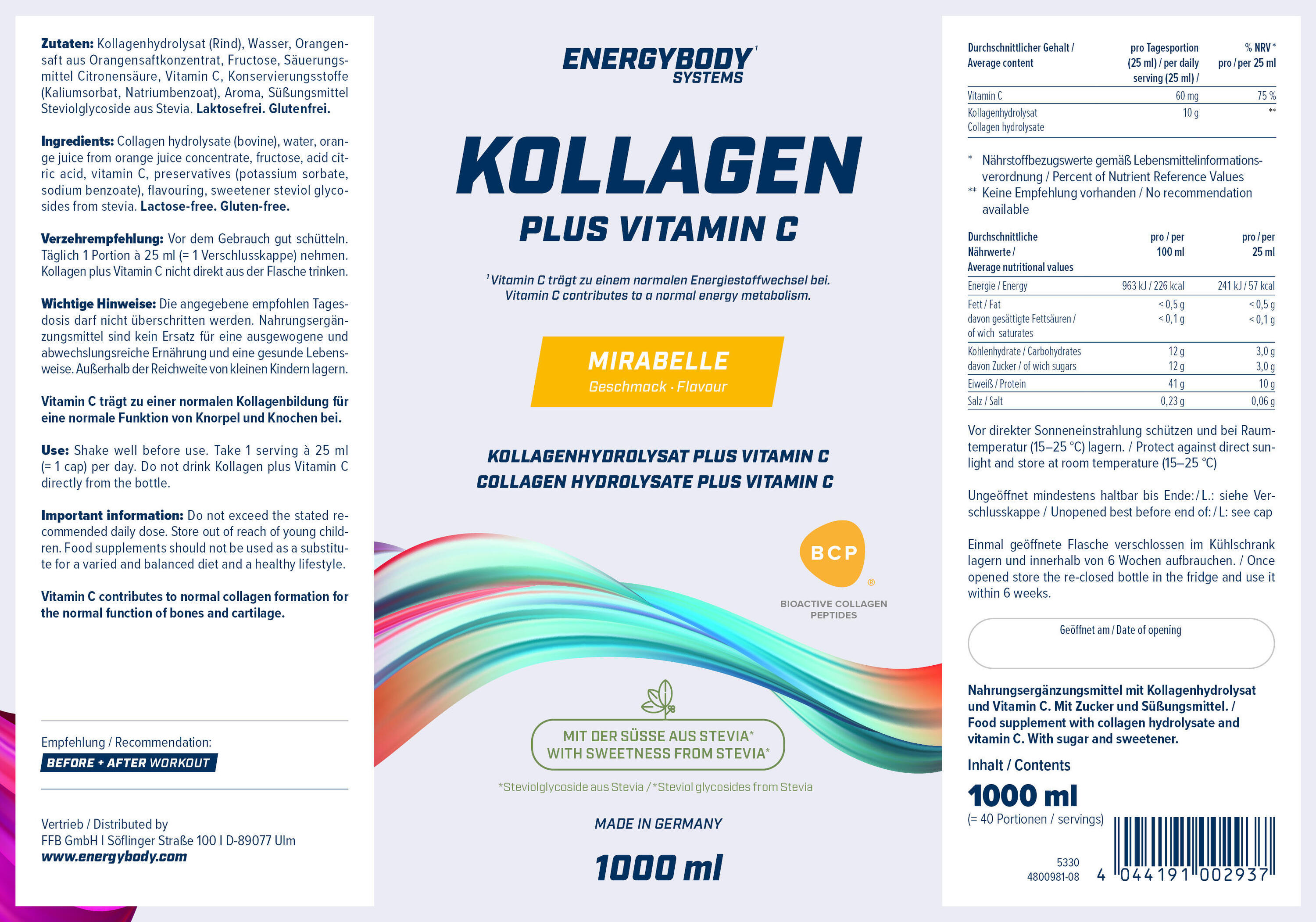 Energybody Systems Kollagen Liquid Plus Vitamin C - Mirabelle - 1000 ml 3/3