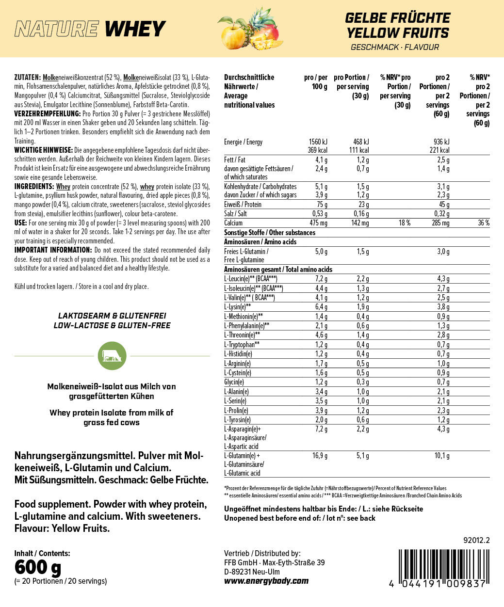 Nature Whey Protein Gelbe Früchte 4/4