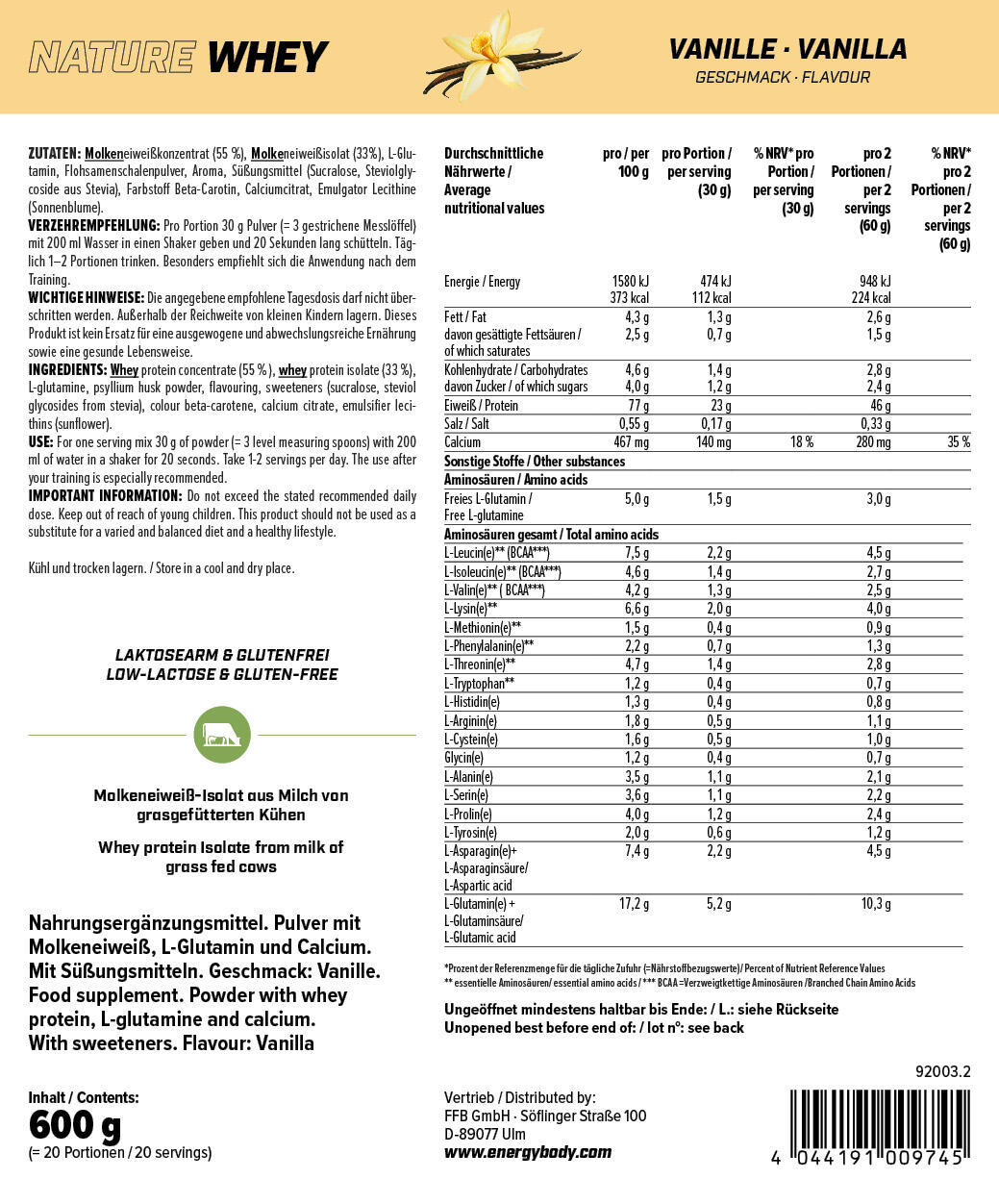 Nature Whey Protein Vanille 4/4