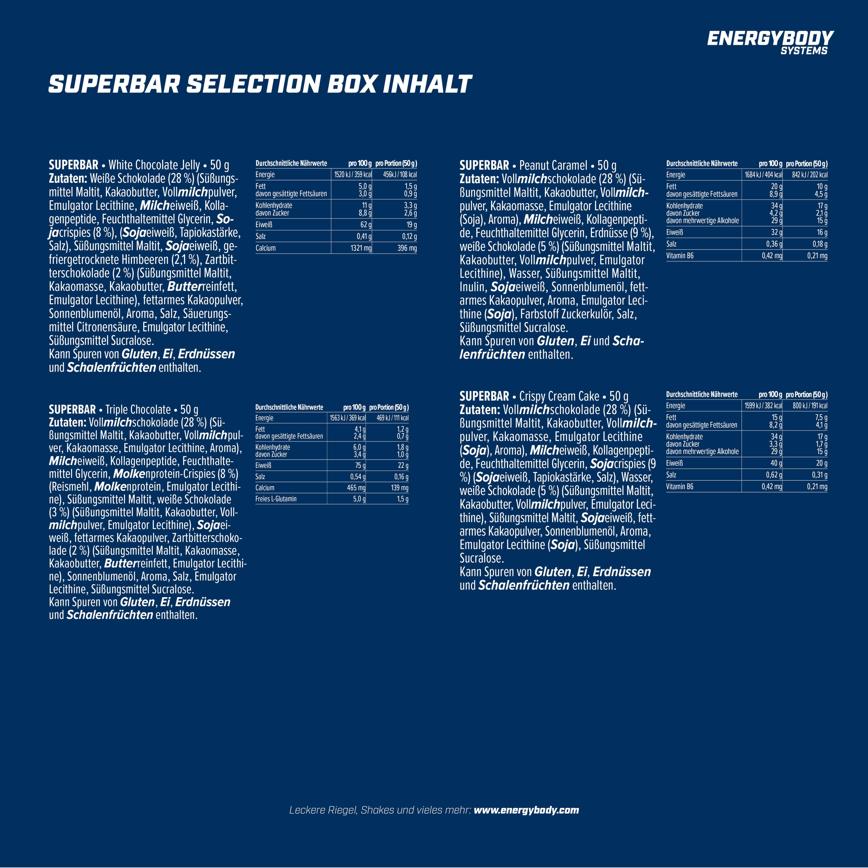 Superbar Selection Box, Mixbox mit Proteinriegel Eiweißriegel, 12 x 50 g 7/7