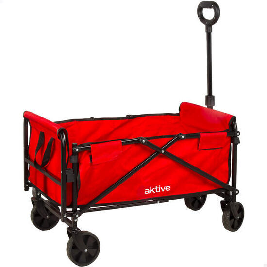 Chariot de plage pliable en acier et Oxford 4 roues et poignée réglable