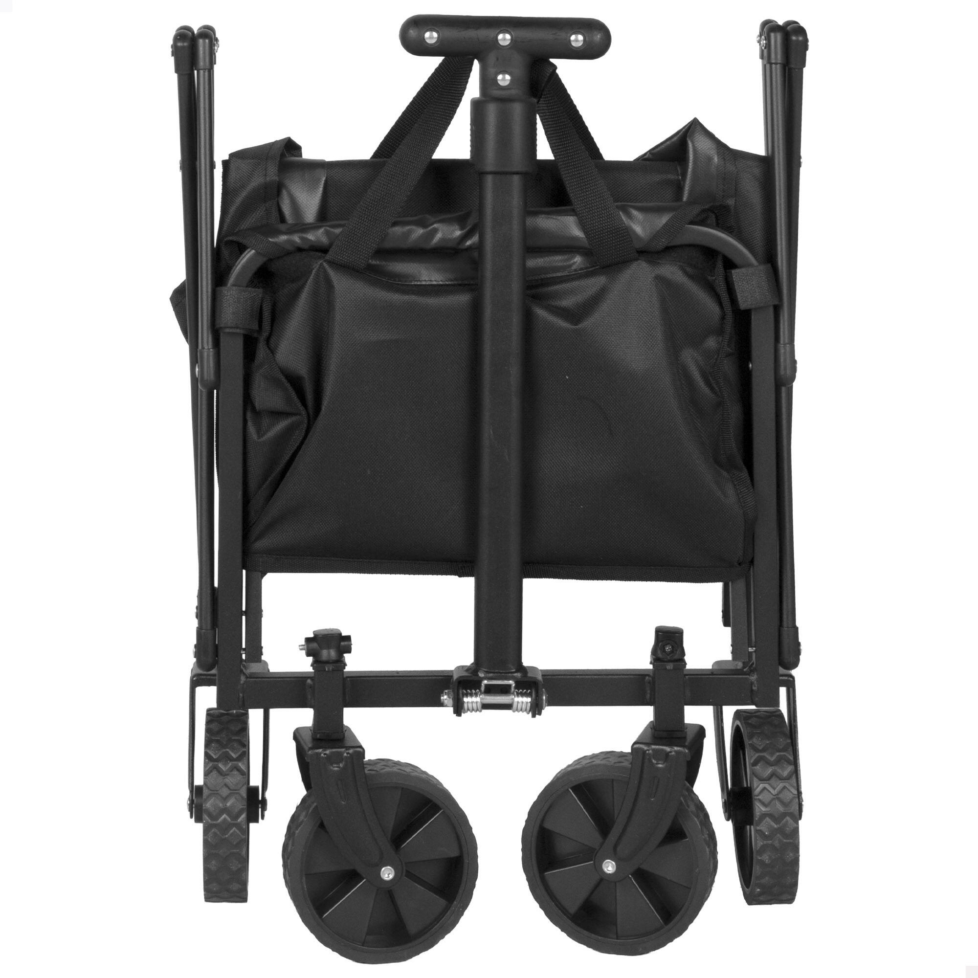 Carro de playa plegable de acero y Oxford 4 ruedas y asa ajustable 2/7