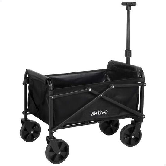 Chariot de plage pliable en acier et Oxford 4 roues et poignée réglable