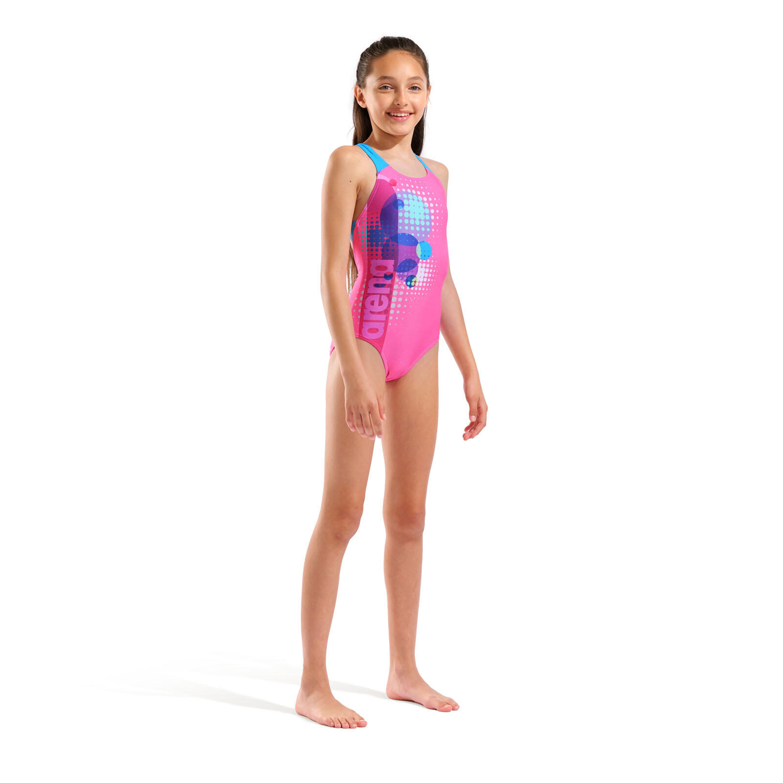 Fato de banho Arena Dots Swim Pro Back Menina Shocking Pink Multicolor 3/5