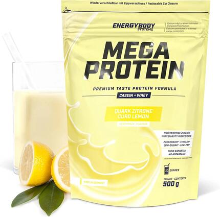 Mega Protein Karamell, Eiweißshake Proteinpulver mit Whey & Casein, 500 g