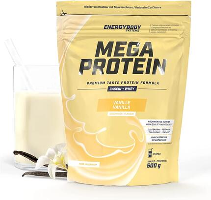 Mega Protein Karamell, Eiweißshake Proteinpulver mit Whey & Casein, 500 g