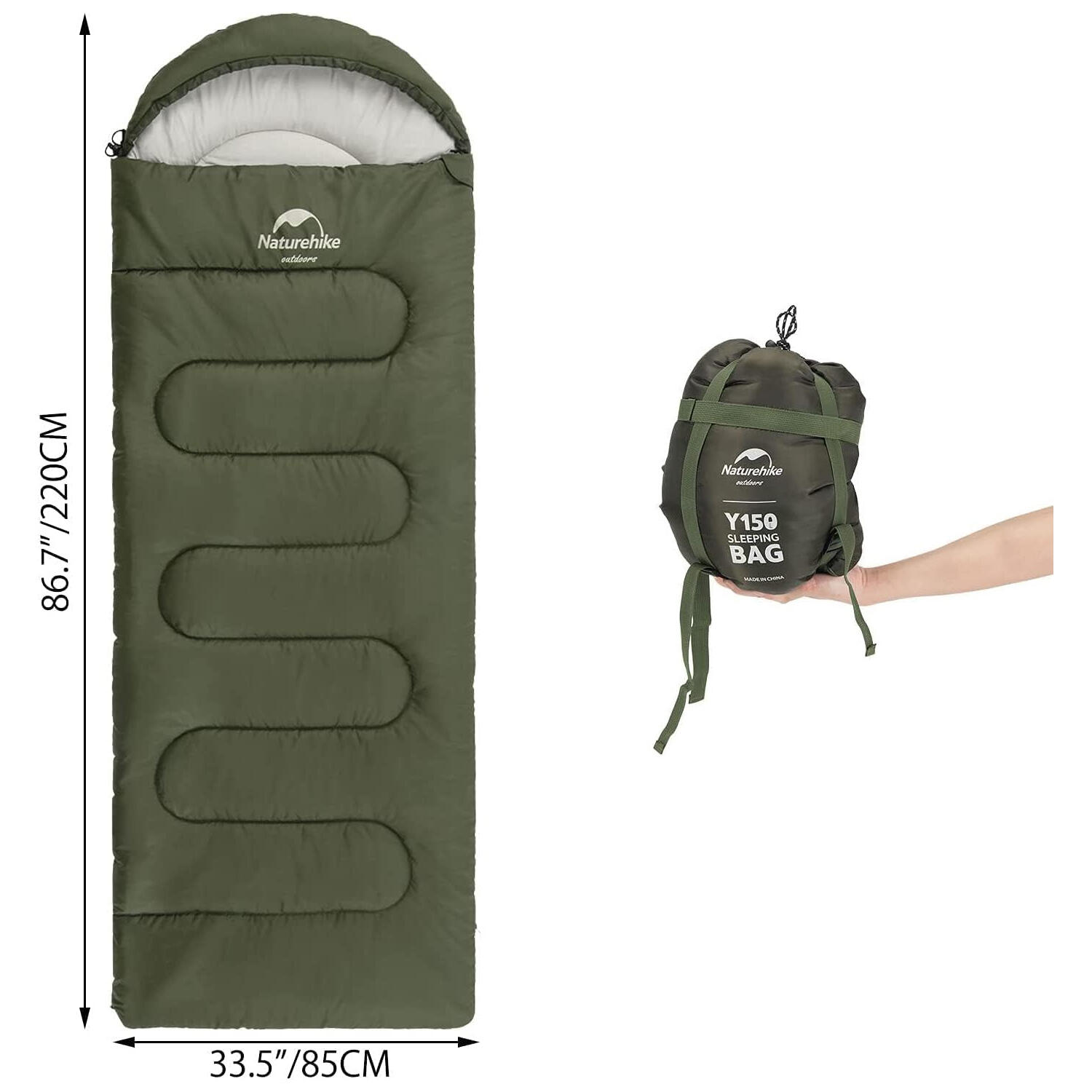 Śpiwór turystyczny Naturehike Y150L NH21MSD08 190x85cm zielony prawy 6/6