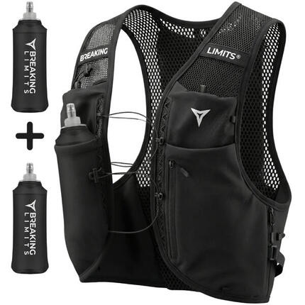 Gilet de course à pied réfléchissant - Running Vest - Avec 2 gourdes souples