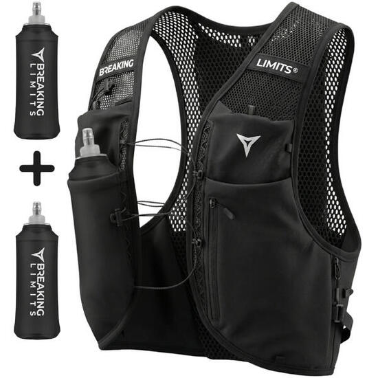 Gilet de course à pied réfléchissant - Running Vest - Avec 2 gourdes souples