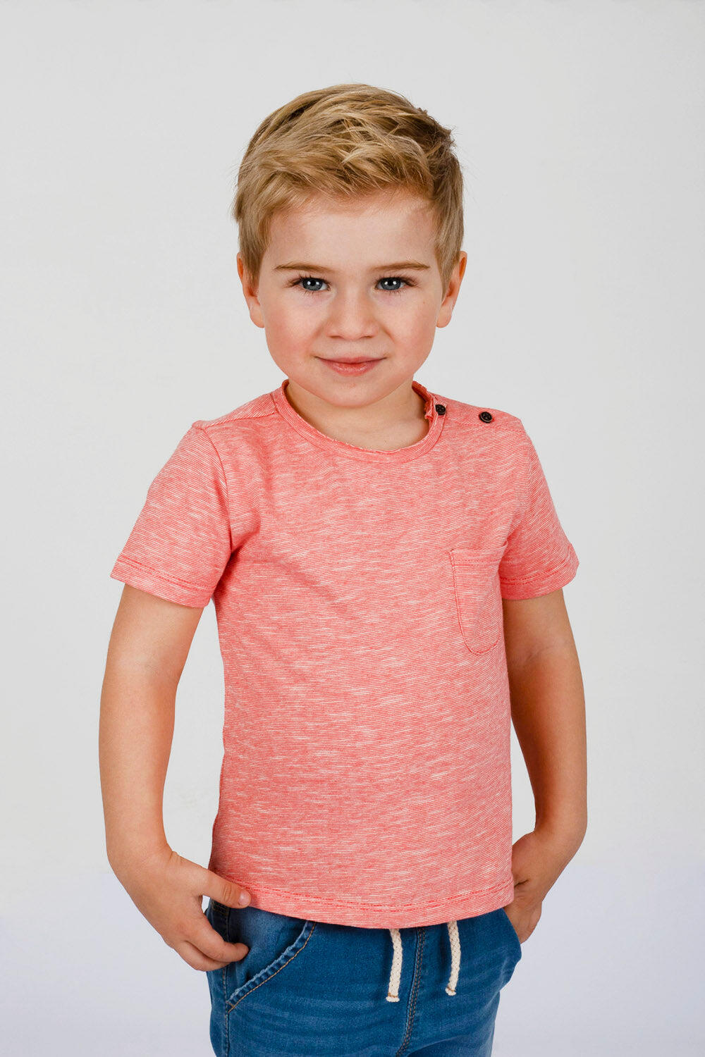 Camiseta de bebé niño coral bolsillo lateral 4/5