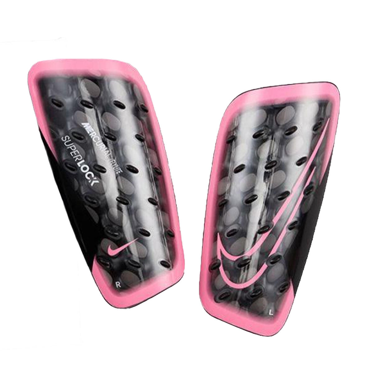 Childrens/Kids Mercurial Flylite SuperLock SlipIn Shin Guards (Black/Pink) 2/5