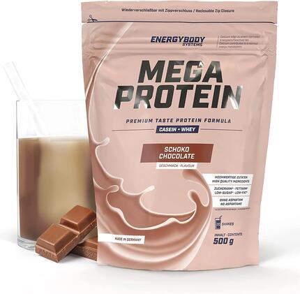 Mega Protein Karamell, Eiweißshake Proteinpulver mit Whey & Casein, 500 g