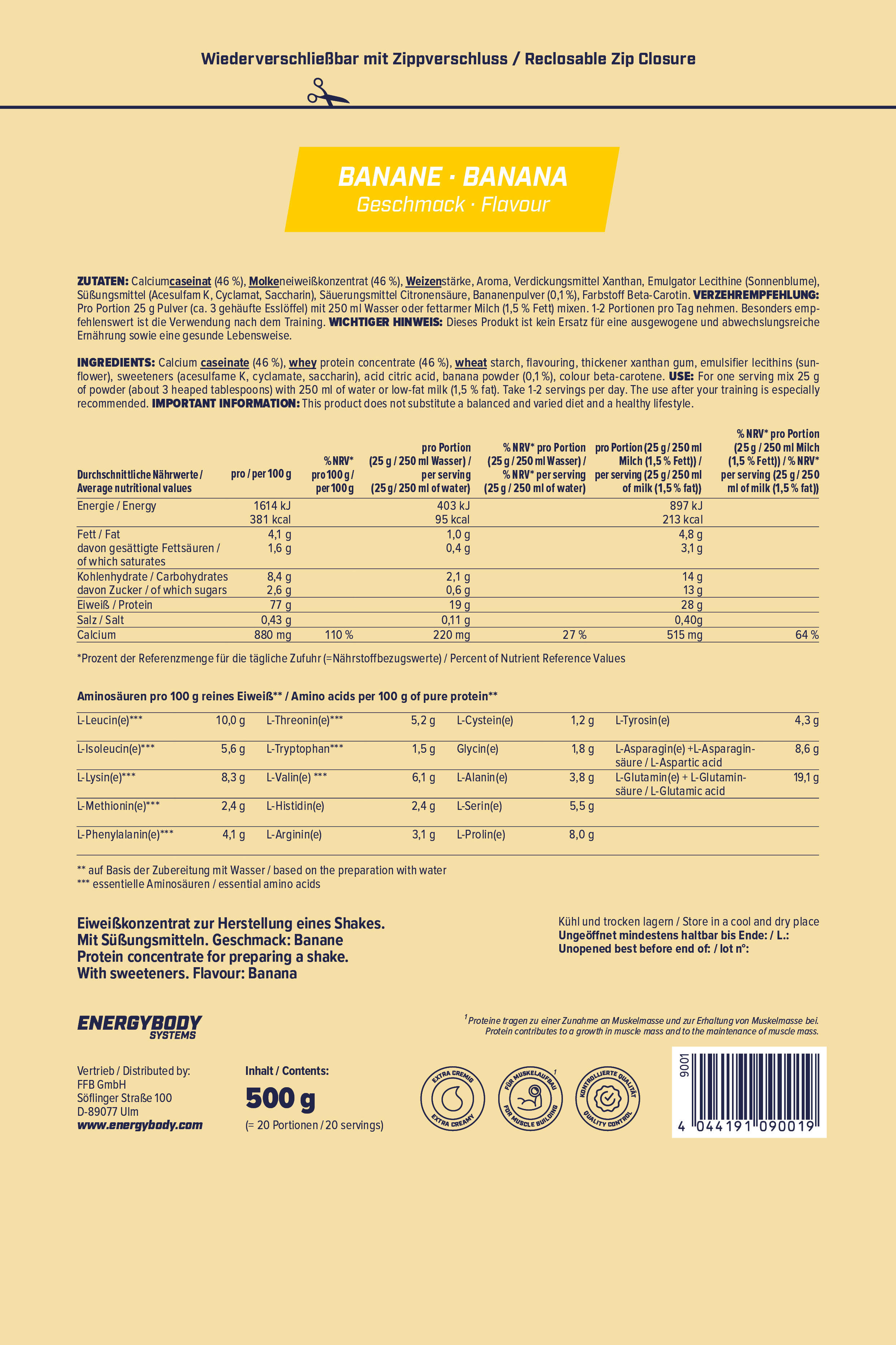 Mega Protein Banane, Mehrkomponenten-Protein Eiweißshake Proteinpulver mit Whey 4/4