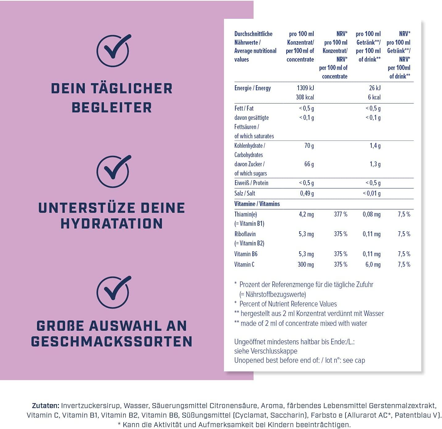 Refresh Light Getränkekonzentrat mit Vitaminen, Schwarze Johannisbeere 3/4