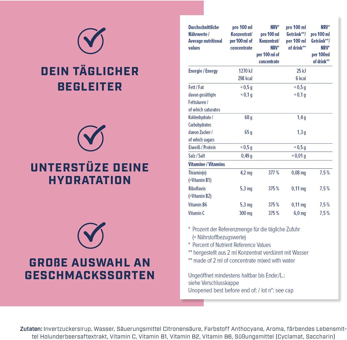 Refresh Light Getränkekonzentrat mit Vitaminen, Himbeere, 1 Liter 3/4