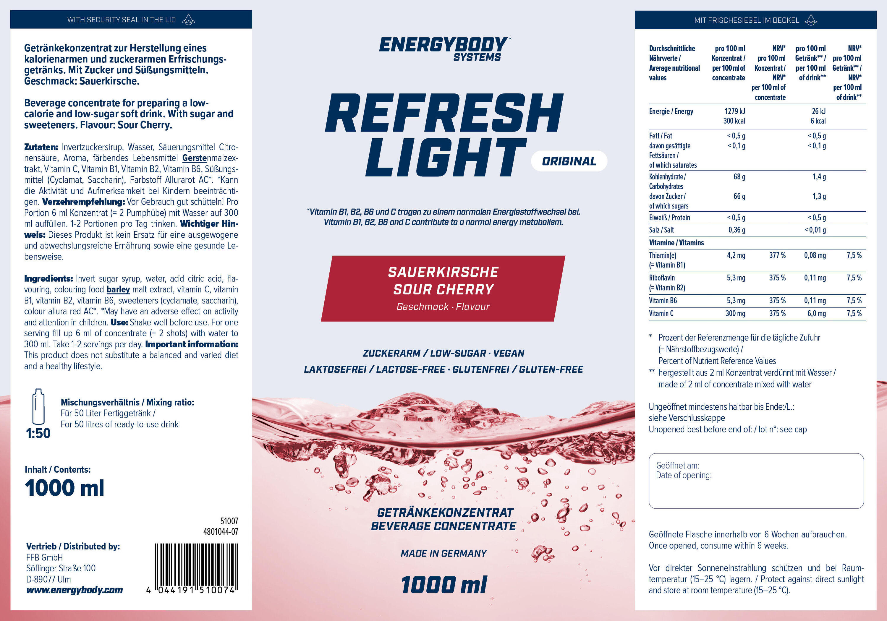 Refresh Light Getränkekonzentrat mit Vitaminen, Sauerkirsch, 1 Liter 4/4