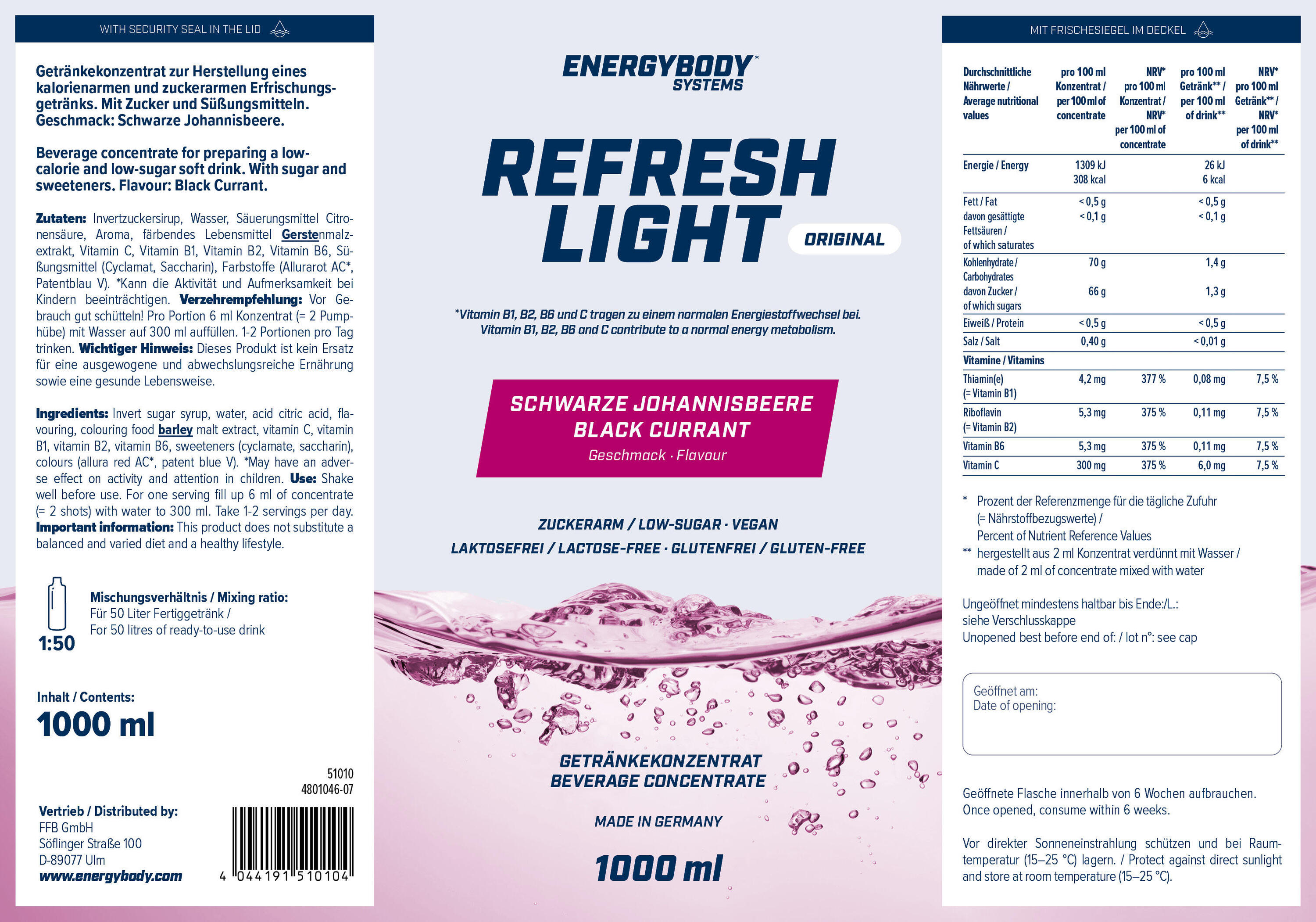 Refresh Light Getränkekonzentrat mit Vitaminen, Schwarze Johannisbeere 4/4