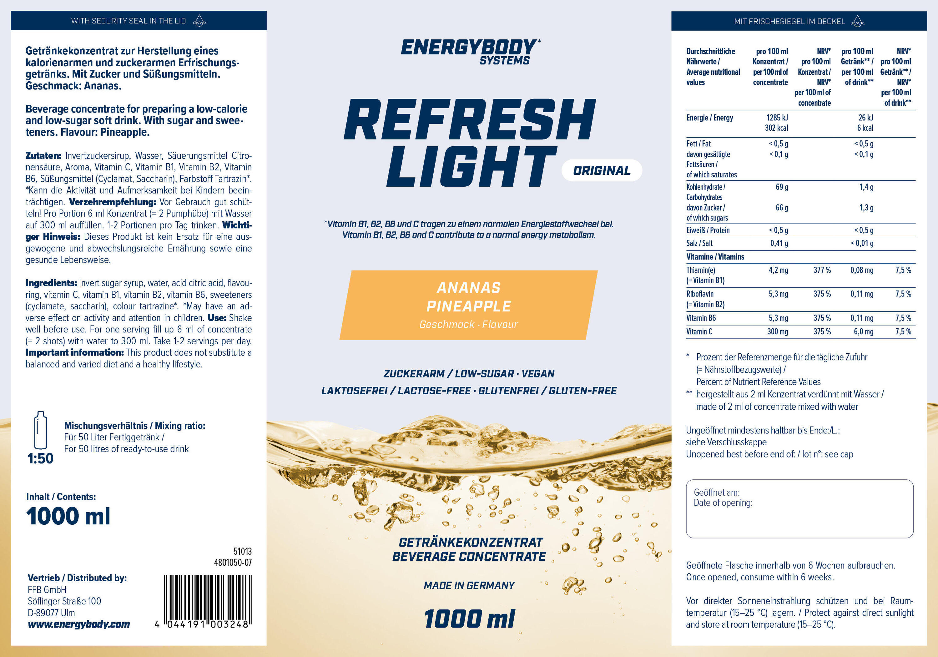 Refresh Light Getränkekonzentrat mit Vitaminen, Ananas, 1 Liter 4/4