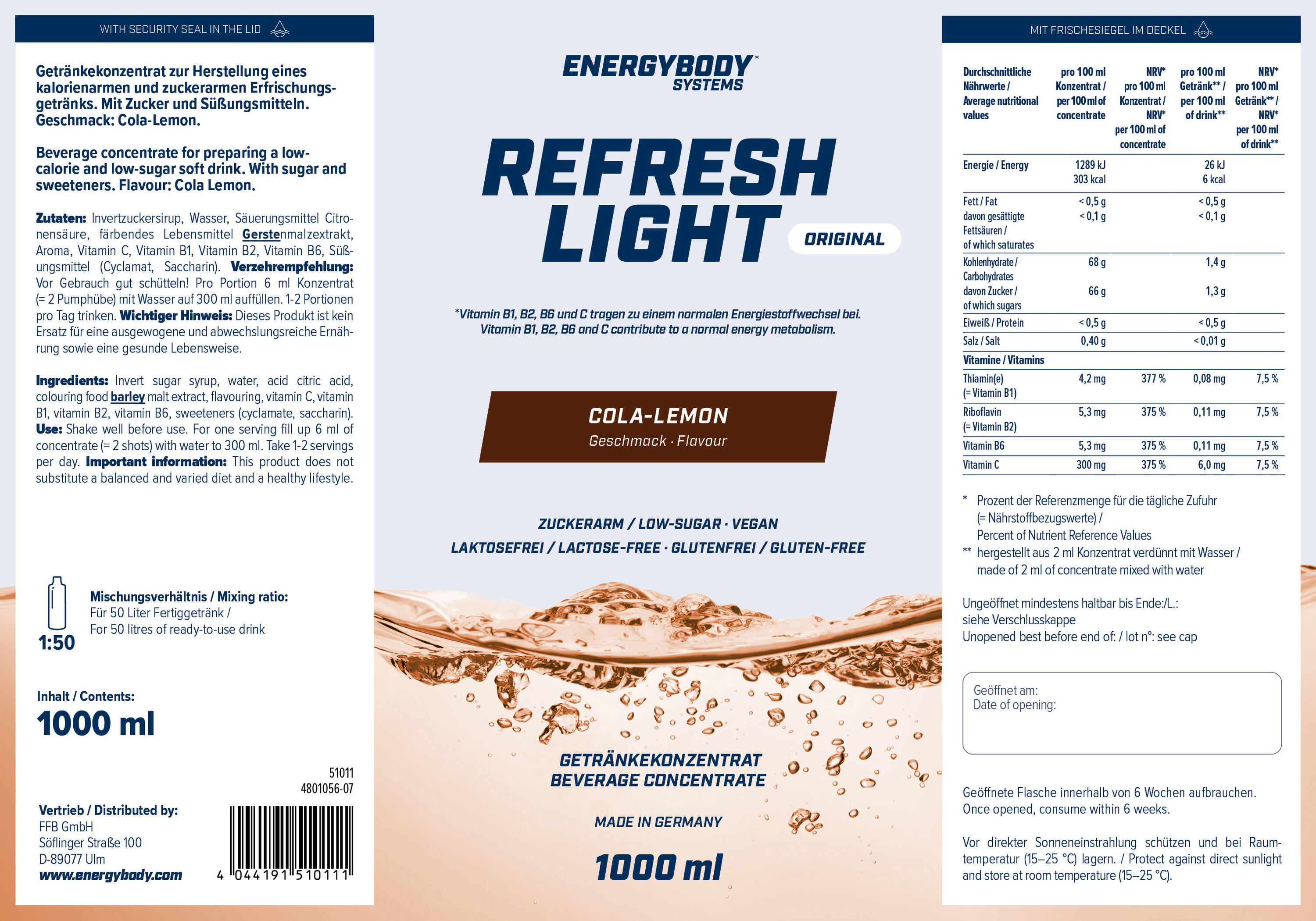 Refresh Light Getränkekonzentrat mit Vitaminen, Cola-Lemon, 1 Liter 4/4