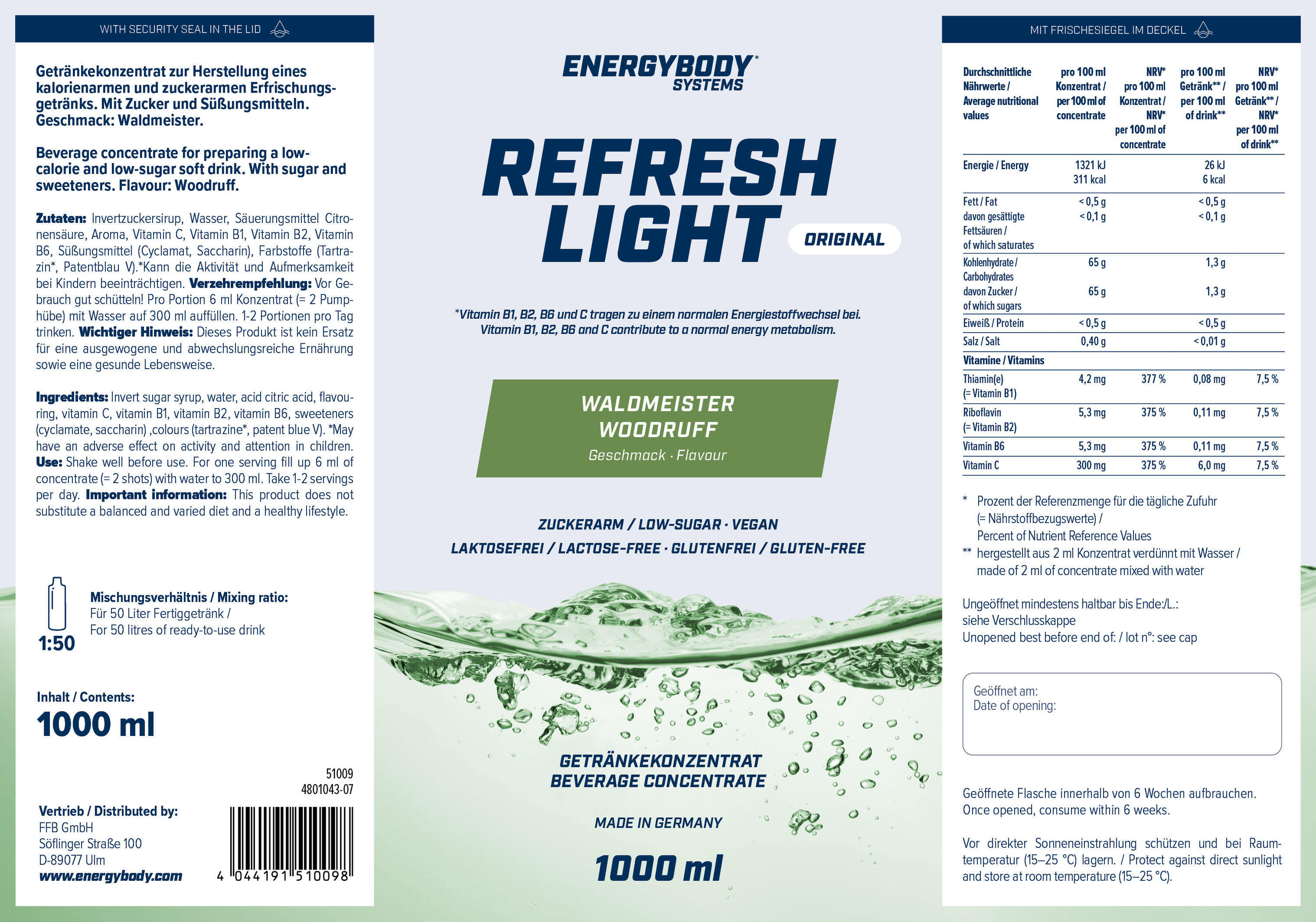 Refresh Light Getränkekonzentrat mit Vitaminen, Waldmeister, 1 Liter 4/4