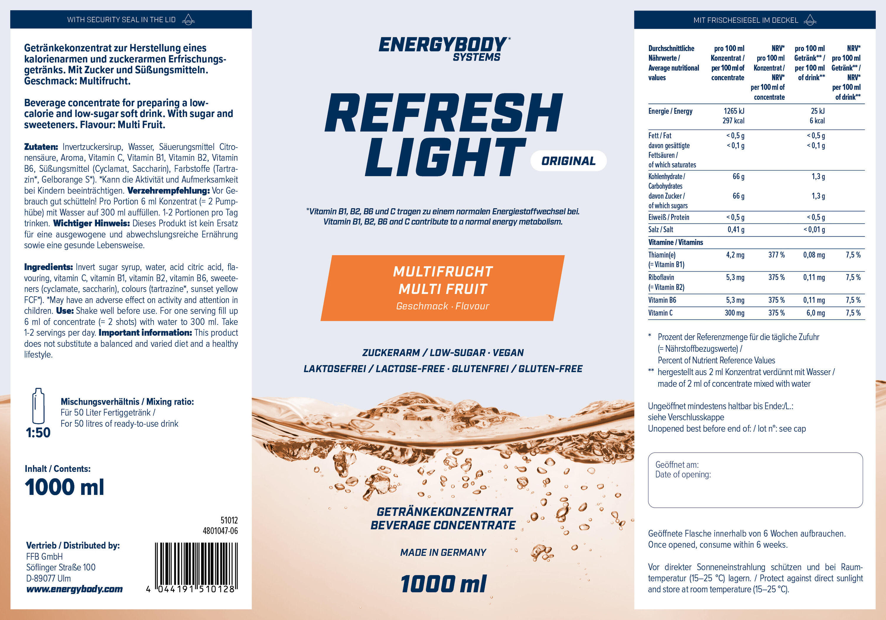 Refresh Light Getränkekonzentrat mit Vitaminen, Multifrucht, 1 Liter 4/4