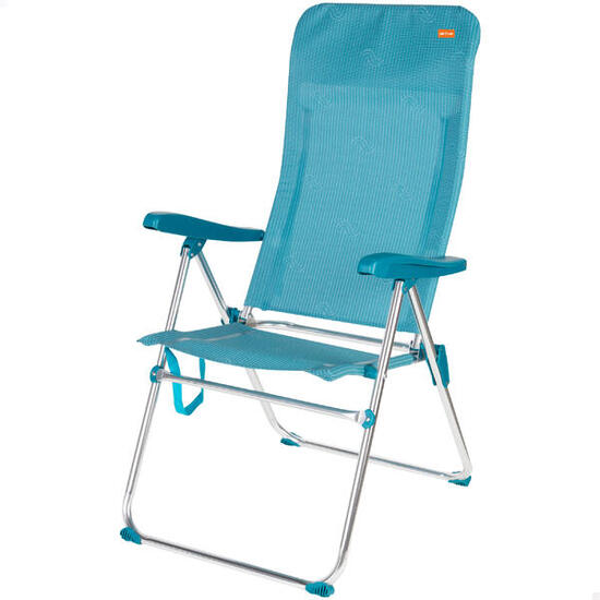 Silla de playa plegable de aluminio y textileno, con topes antivuelco