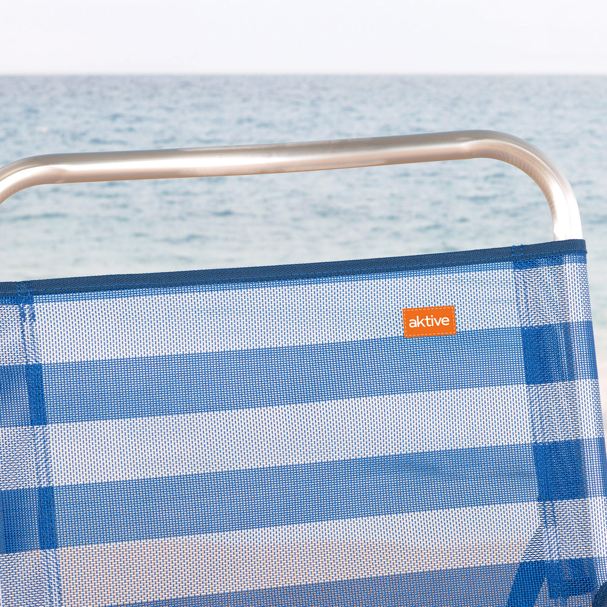 Pack da 2 sedie da spiaggia pieghevoli con tasche a righe, 48x50x88 cm 7/7