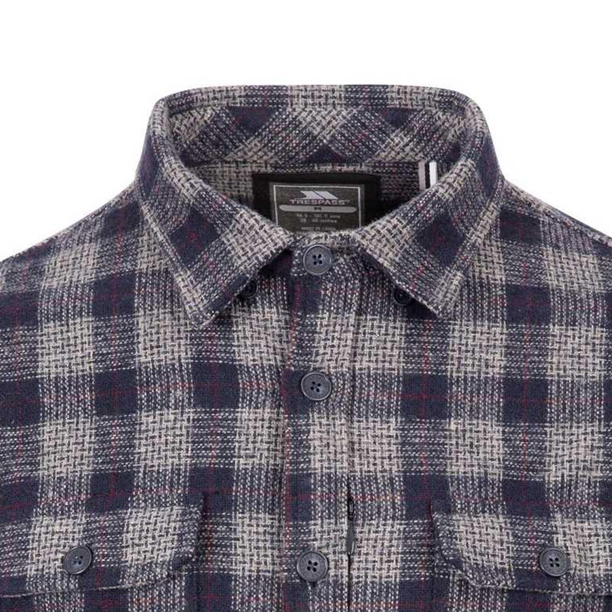 Camicia A Quadri Uomo Trespass Portlaw Grigio Blu 3/5