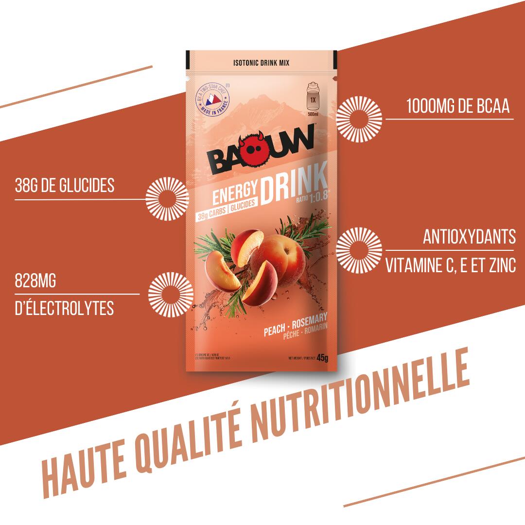 Boisson énergétique Pêche & Romarin. Sachet de 45 gr. 2/8