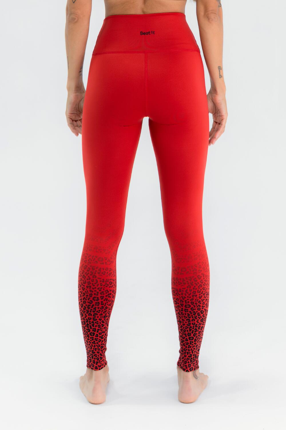 Mallas Running BEATFIT Mujer ROSETTE Roja Talle Alto Vientre Plano Moldeador 2/4