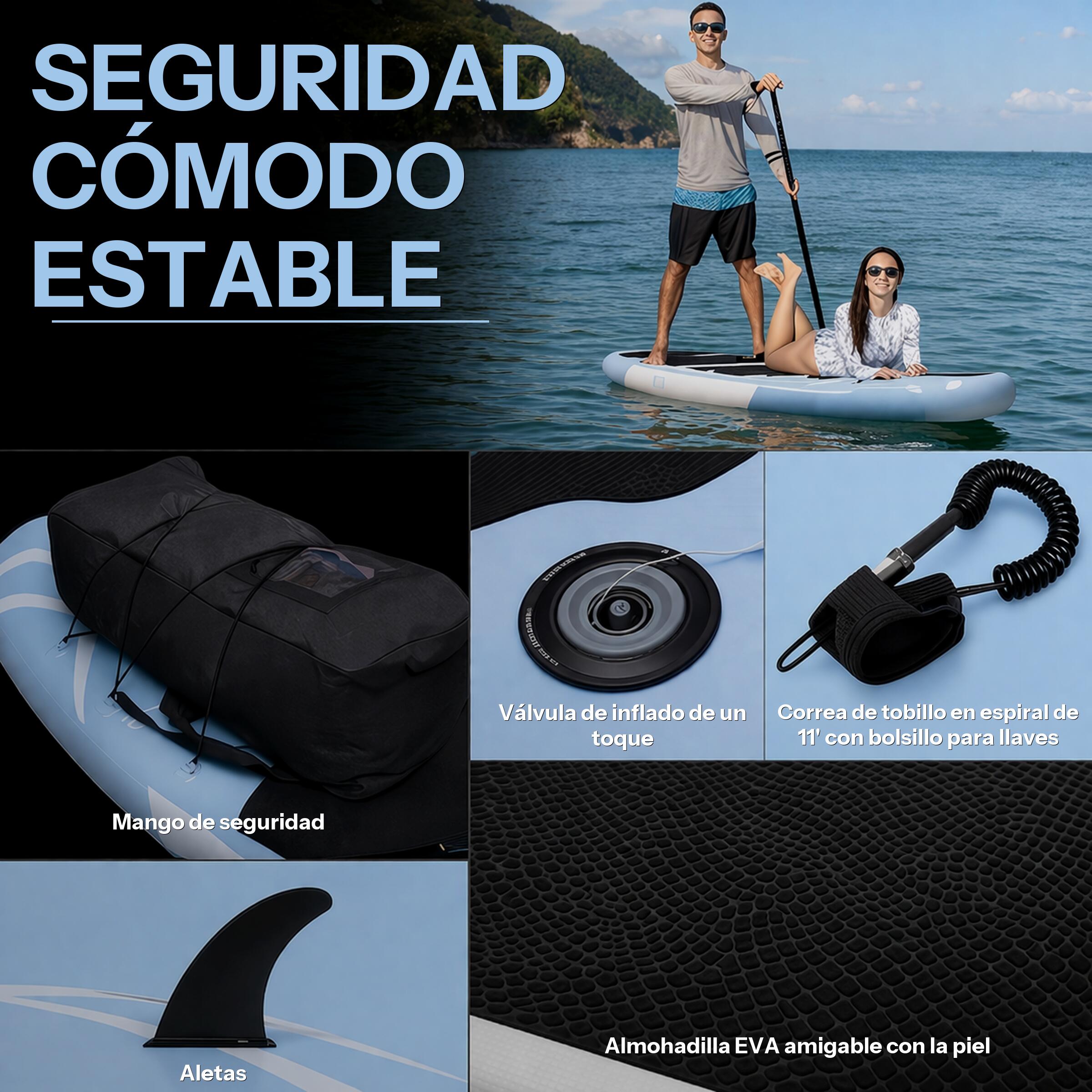 Tabla de Paddle Surf Hinchable de 11" (335 x 84 x 15 cm) hasta 159 kg, Azul 3/7