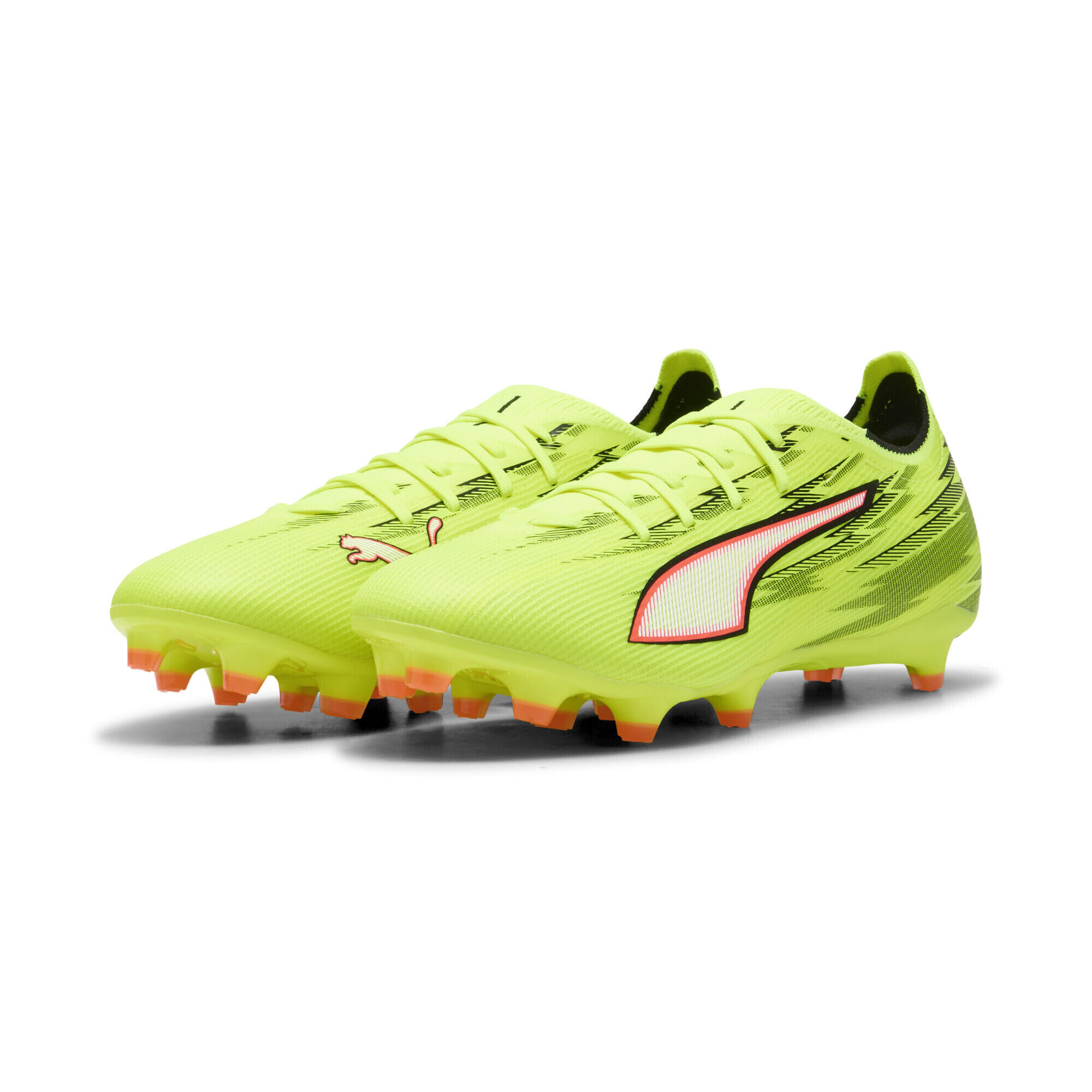 Ghete cu crampoane talpă rigidă, Ultra 6 Match FG/AG, galben neon PUMA