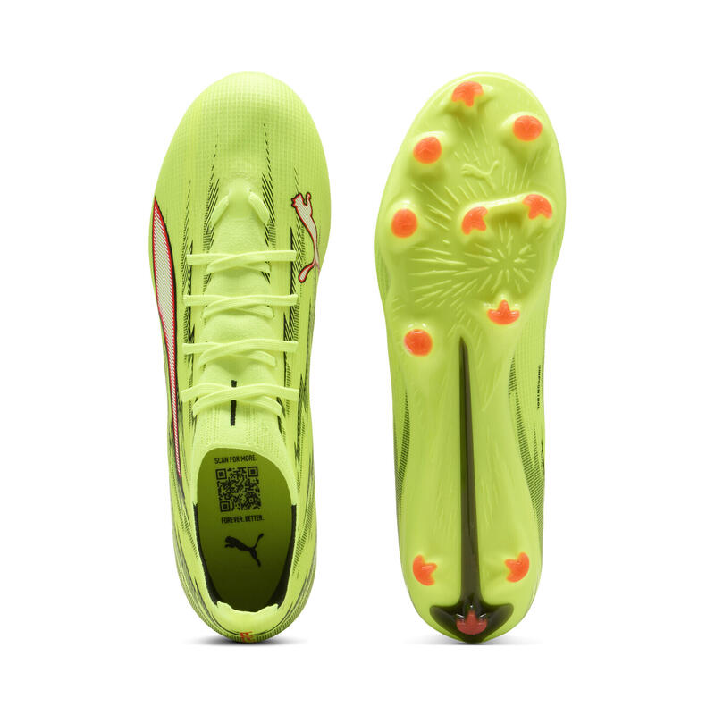 Ghete cu crampoane talpă rigidă, Ultra 6 Match FG/AG, galben neon PUMA