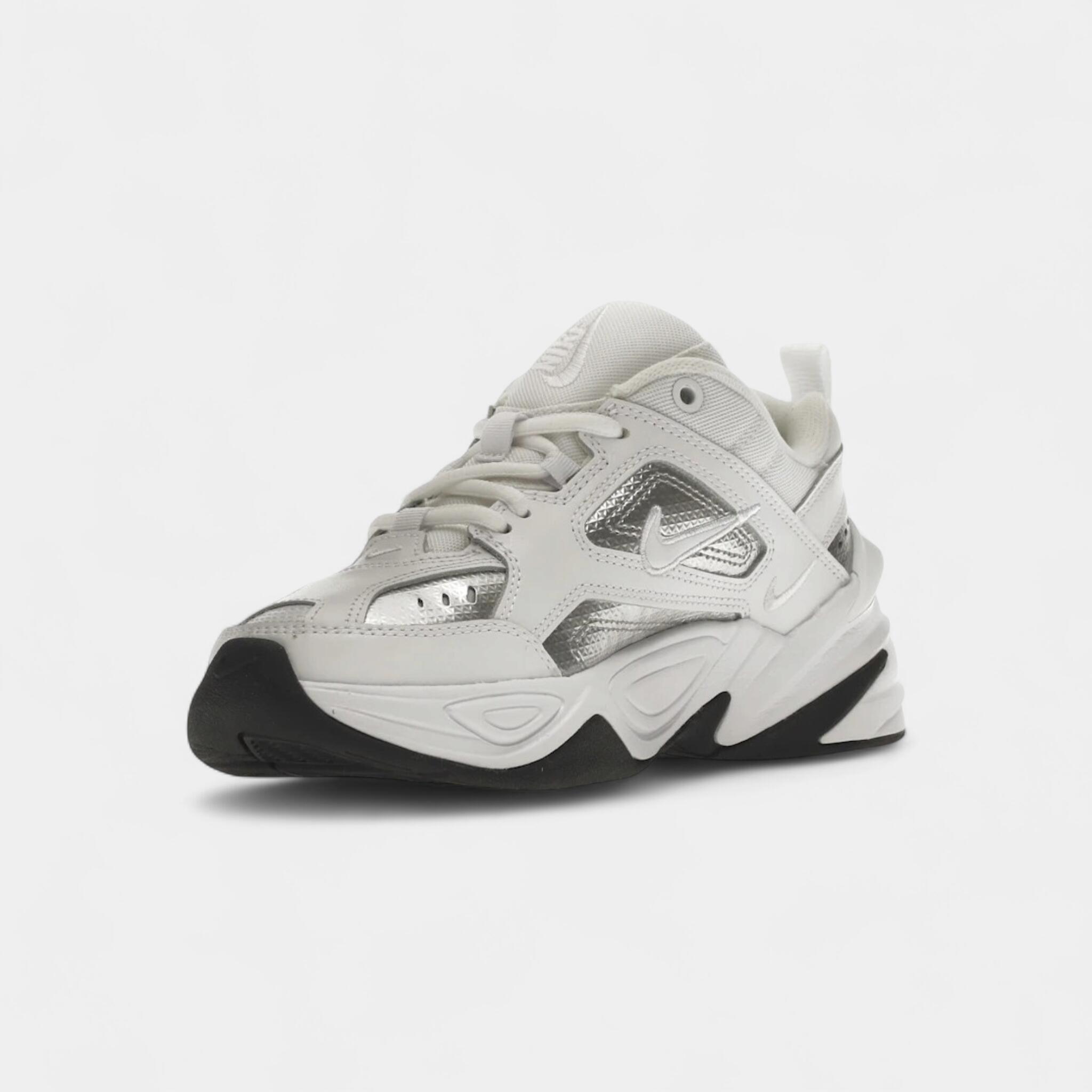 Nike M2K Tekno White Metallic Silver Black (Women's) 3/5