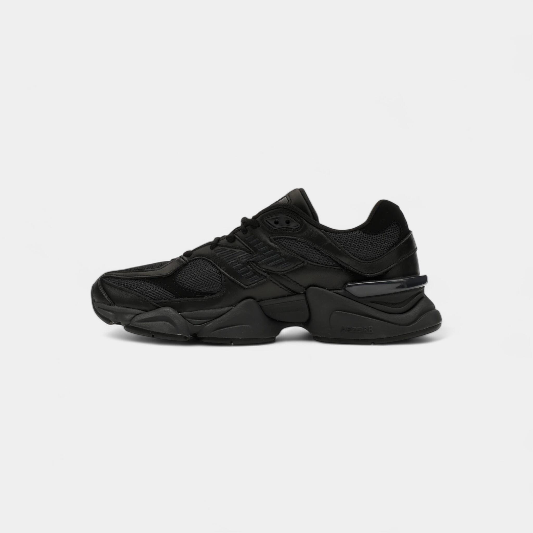 New Balance 9060 Triple Black Leather | Decathlon