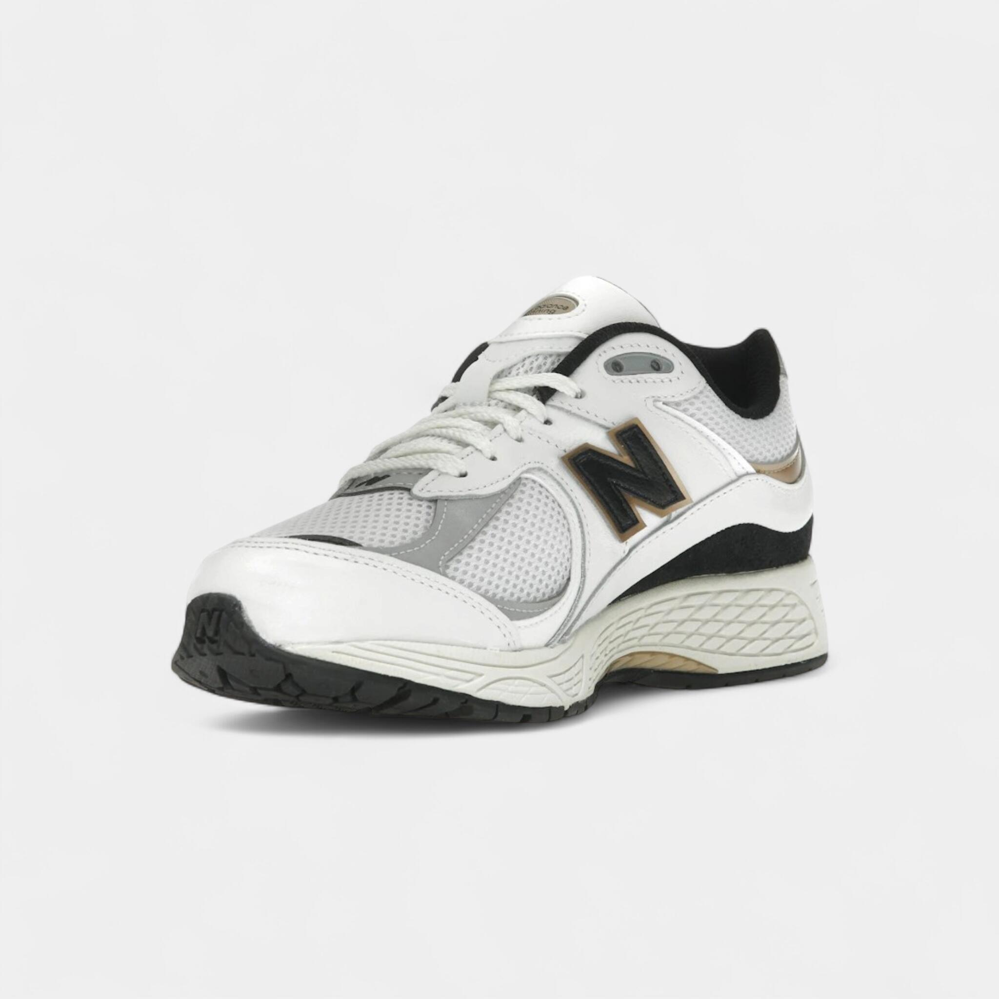New Balance 2002R White Black Gold Metallic 3/5