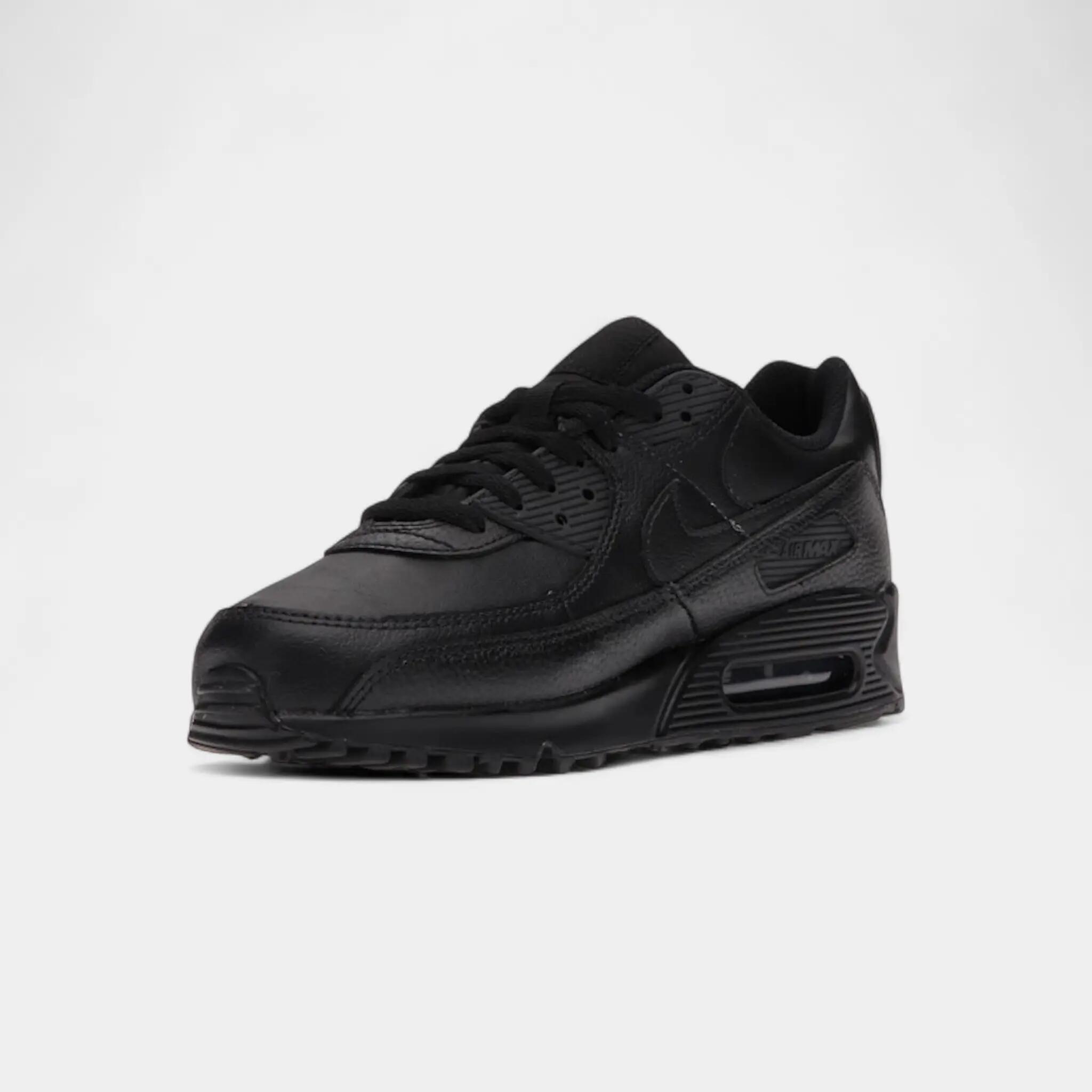 Nike Air Max 90 Leather Triple Black 3/5