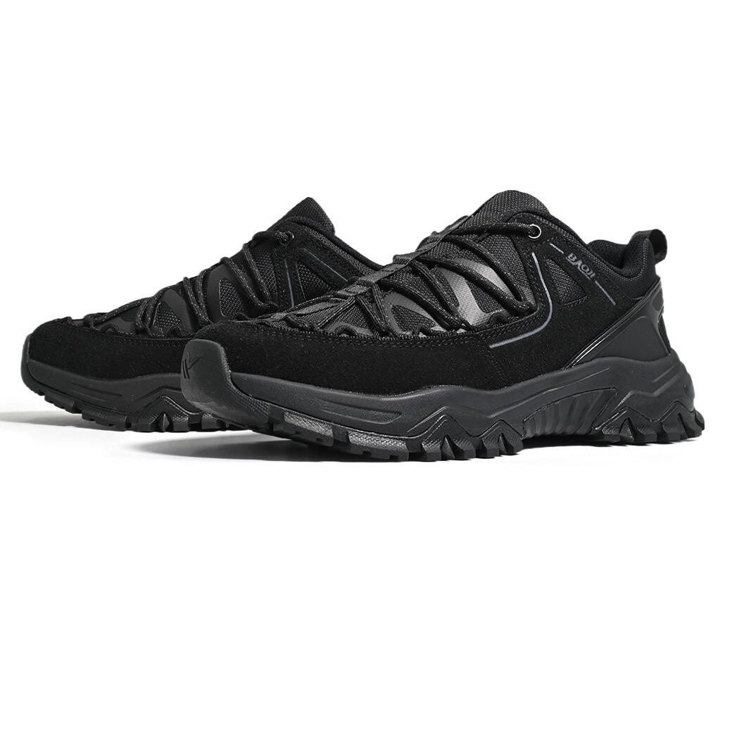 BAOJI Men's Outdoor Shoes Suede Mesh Thick Tread Grip BJM898 BLACK