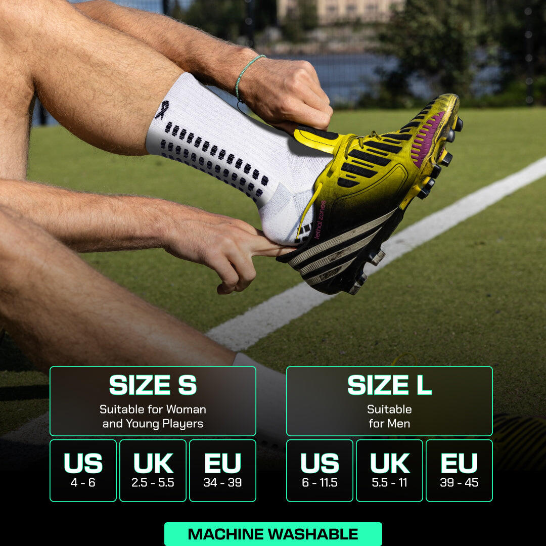 Voetbalsokken met Grip – Kuitlengte – Wit – Volwassen Maat (EU 39–46 / US 5/7