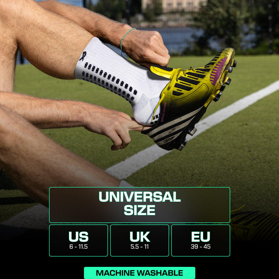 Voetbalsokken met Grip – Kuitlengte – Wit – Volwassen Maat (EU 39–46 / US 4/7