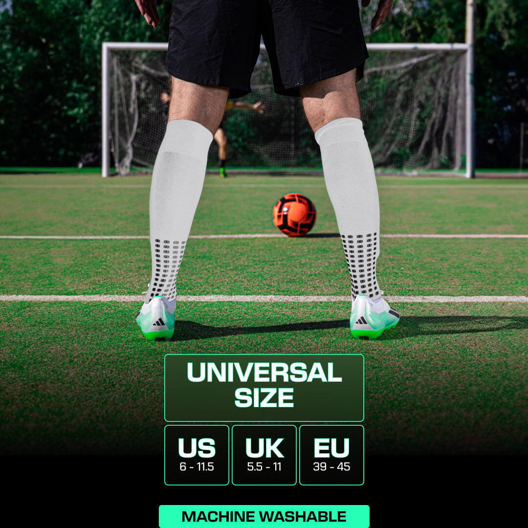 Fußball-Grip-Socken, knielang, Weiß, Erwachsenengröße, rutschfeste 3/7
