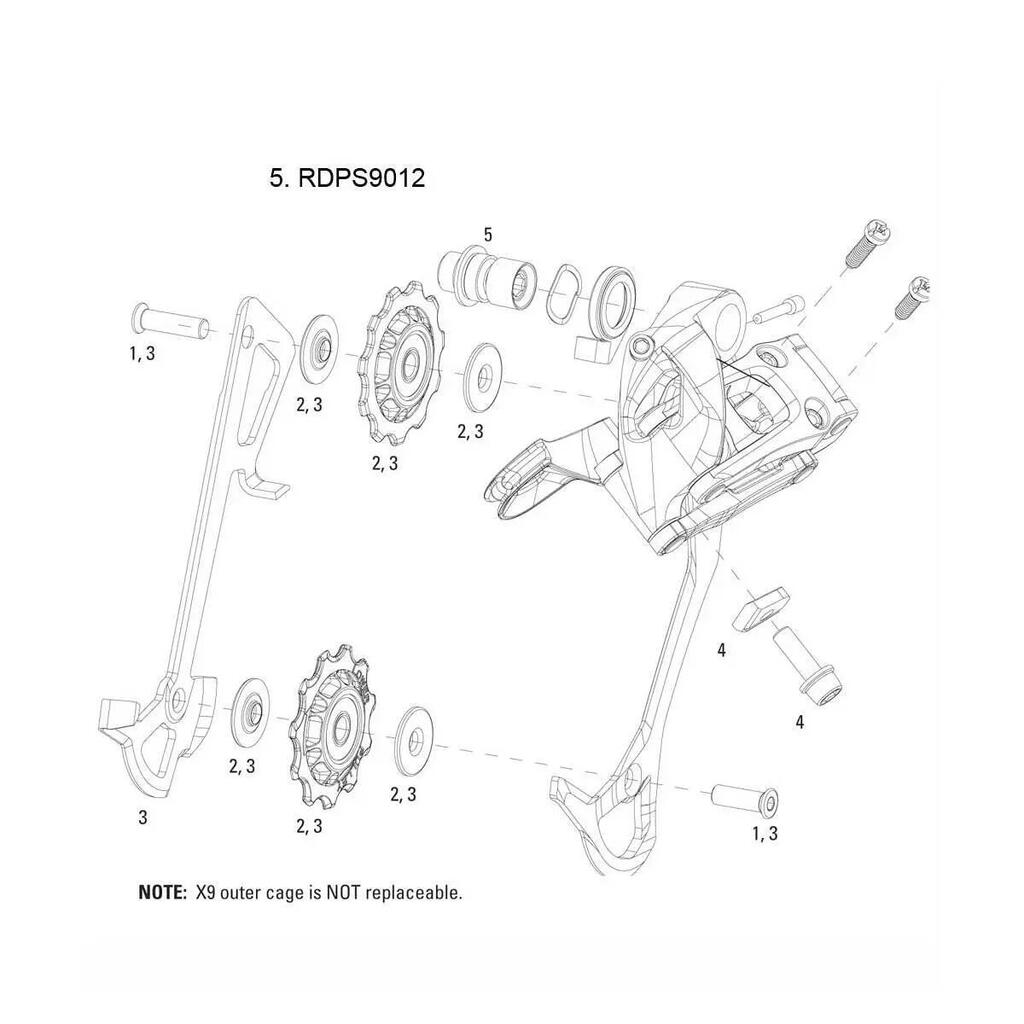 Rear derailleur kit Sram X9 X7 RD B-Bolt