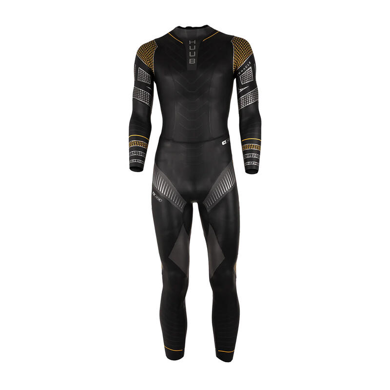 Costum de neopren pentru triatlon bărbați HUUB Pinnacle 5:3 mm argintiu/galben