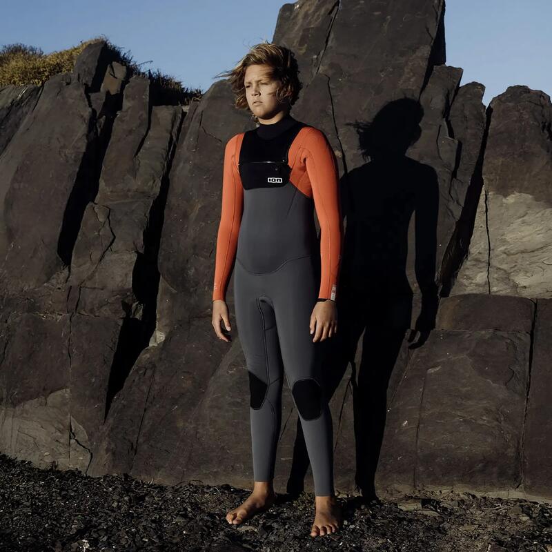 Spumă de surfing pentru copii ION Capture 4/3 Front Zip Jr albastru oțel/roșu